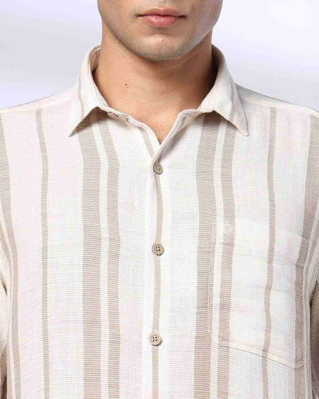 JOHN PLAYERS | Men Striped Slim Fit Shirt with Patch Pocket|3