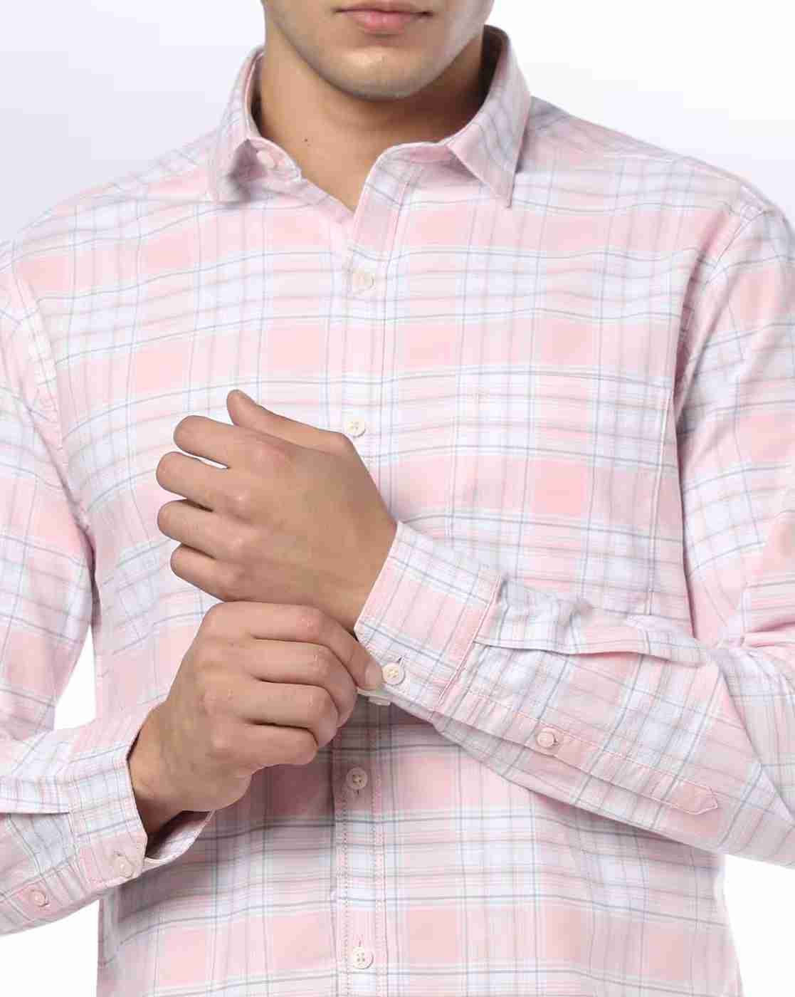 JOHN PLAYERS | Men Checked Slim Fit Shirt with Patch Pocket|5