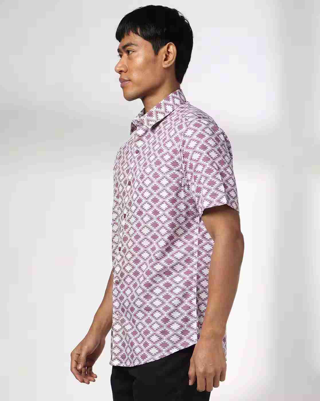 John Players | Men Geometric Print Relaxed Fit Shirt|1