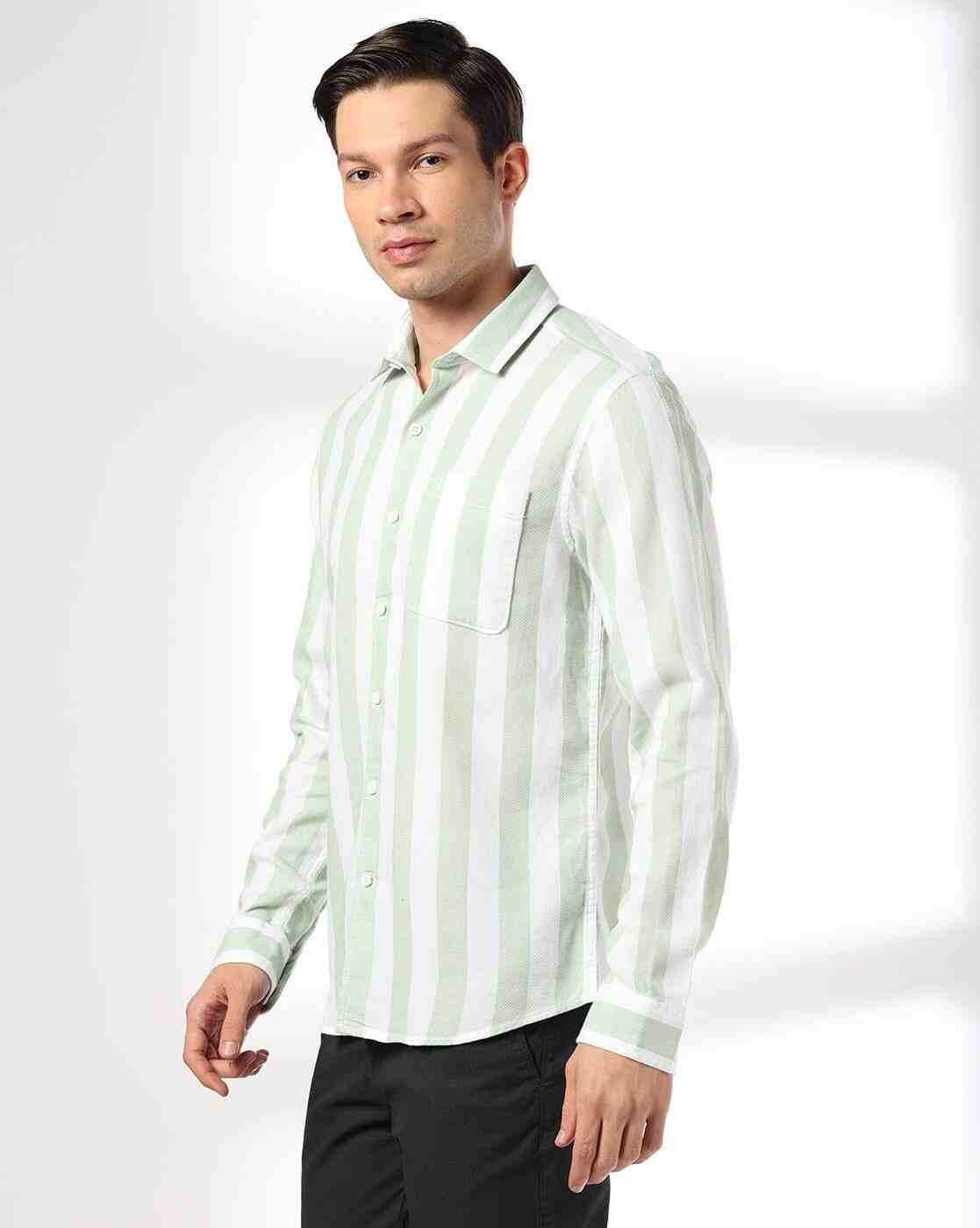 JOHN PLAYERS | Men Striped Slim Fit Shirt|1