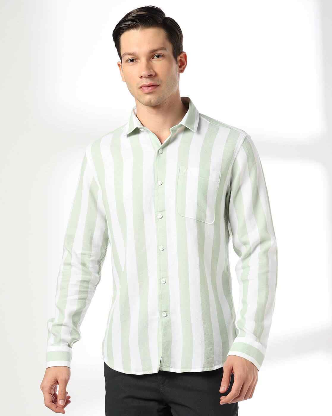 JOHN PLAYERS | Men Striped Slim Fit Shirt|3