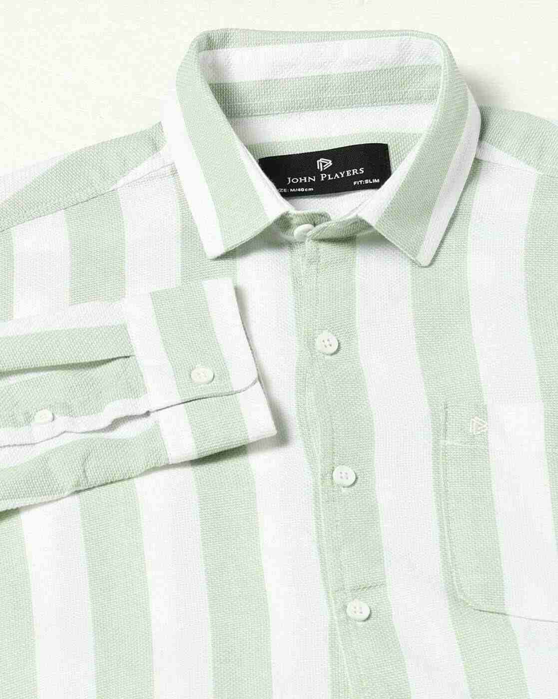 JOHN PLAYERS | Men Striped Slim Fit Shirt|5