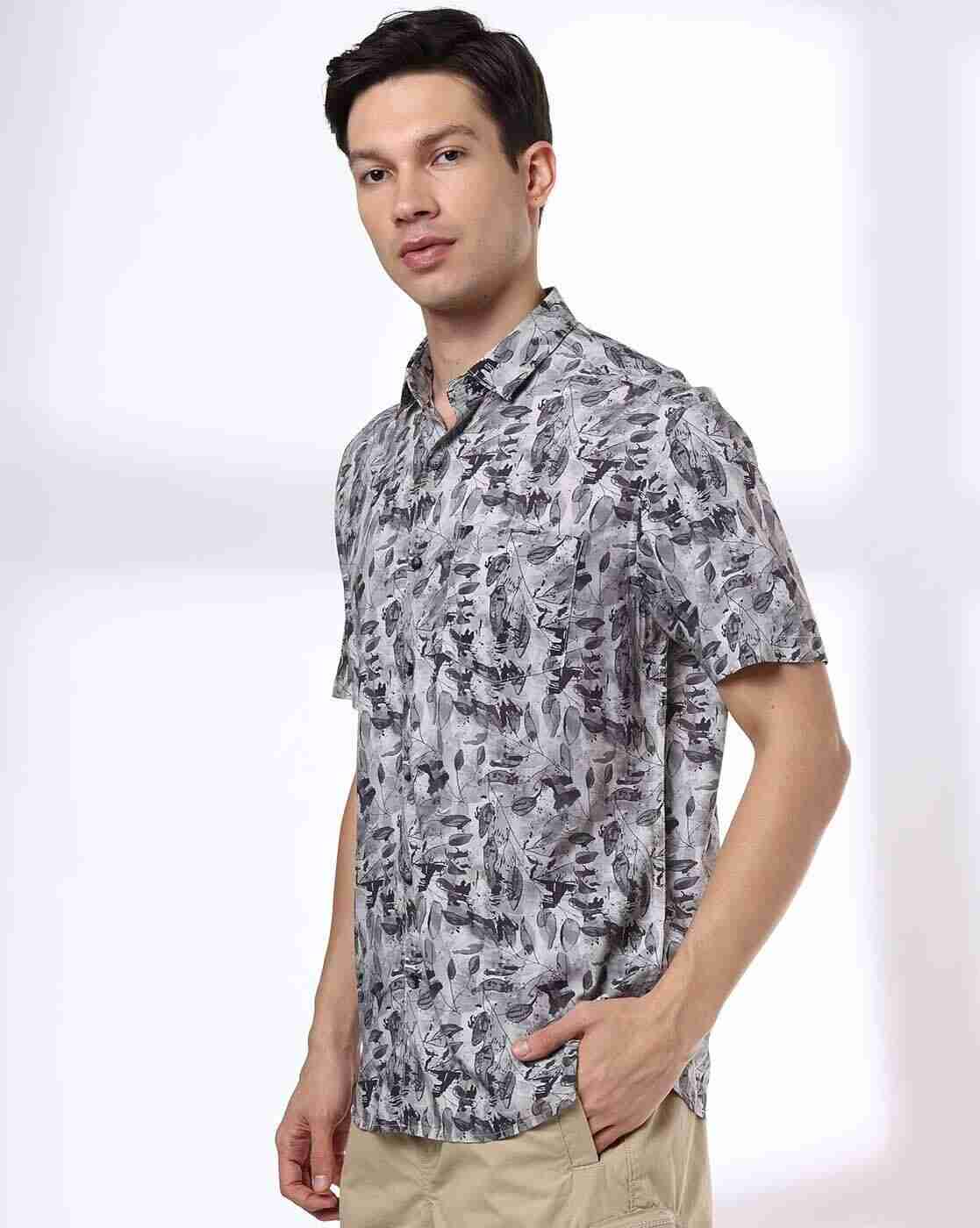 JOHN PLAYERS | Men Leaf Print Slim Fit Shirt|1
