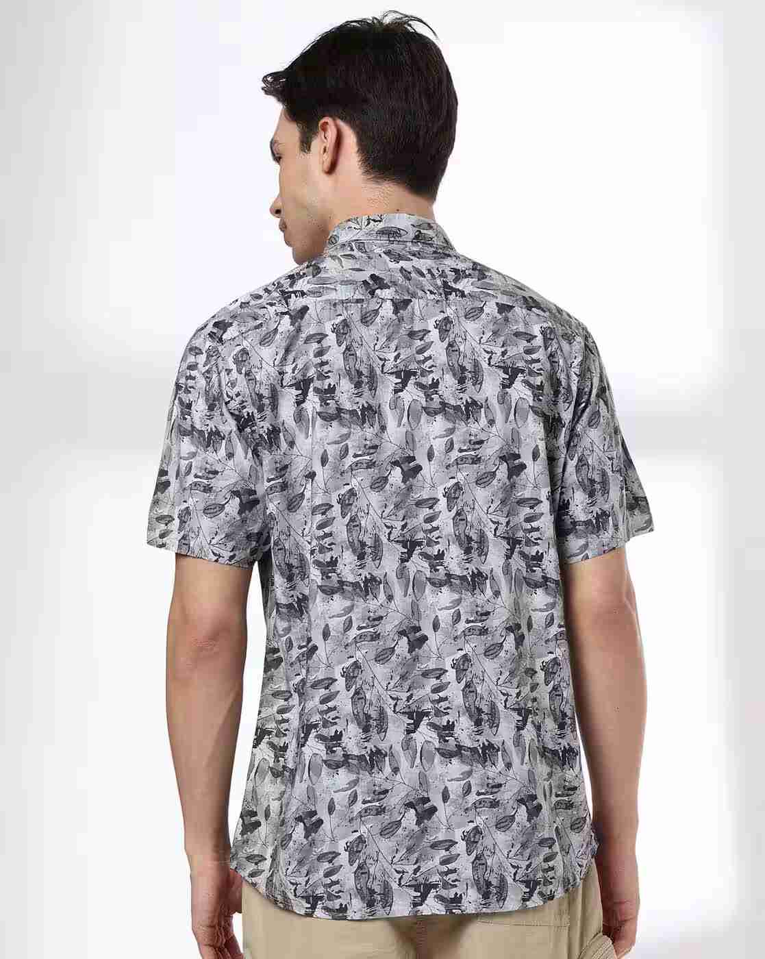 JOHN PLAYERS | Men Leaf Print Slim Fit Shirt|2