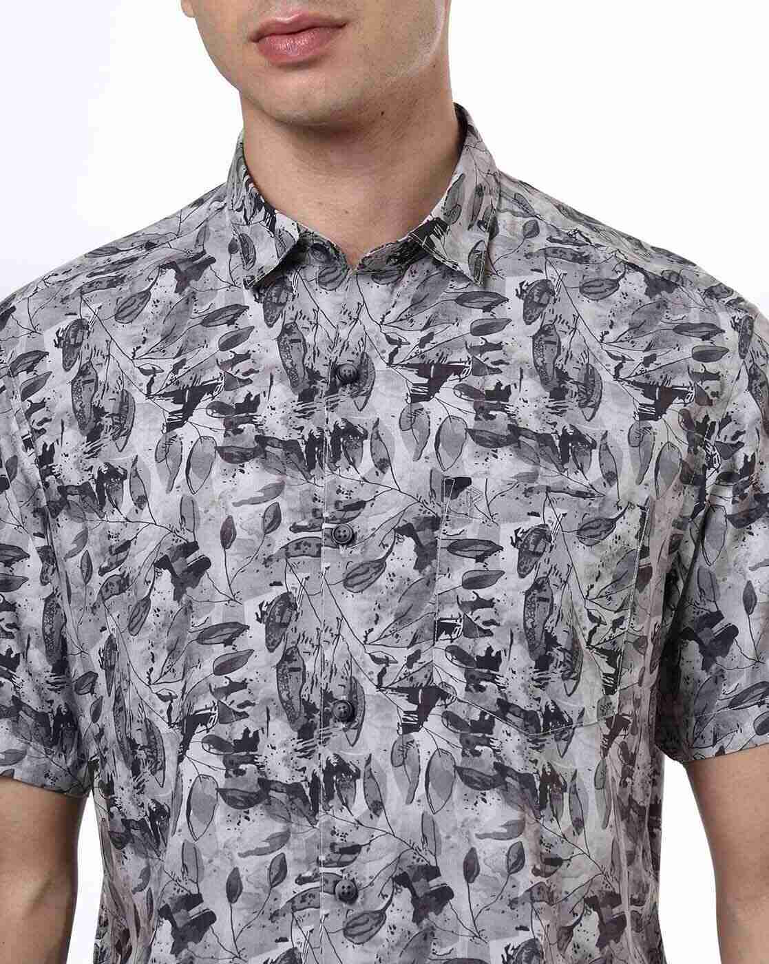 JOHN PLAYERS | Men Leaf Print Slim Fit Shirt|3