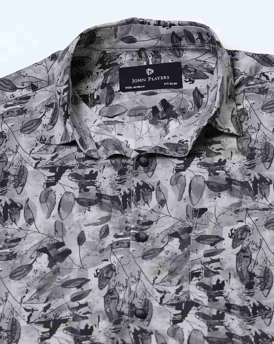 JOHN PLAYERS | Men Leaf Print Slim Fit Shirt|4