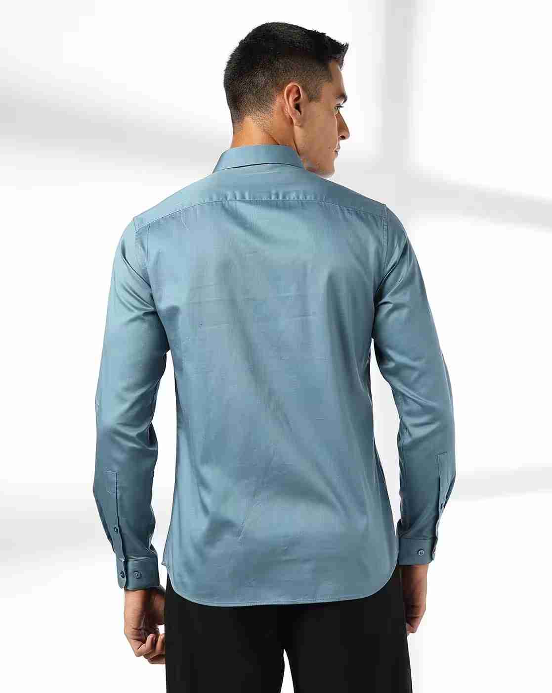 John Players | Men Slim Fit Cotton Shirt with Patch Pocket|2