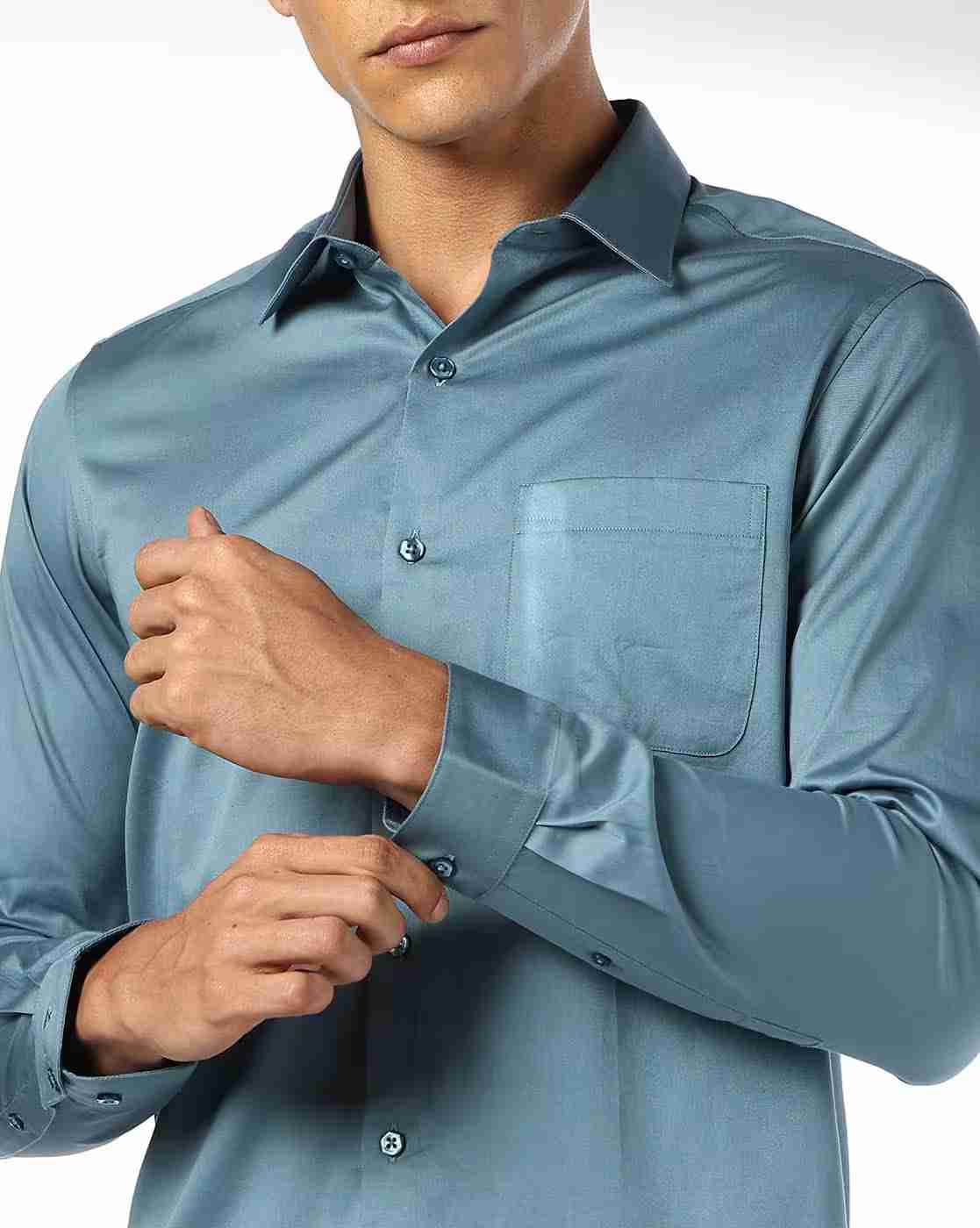 John Players | Men Slim Fit Cotton Shirt with Patch Pocket|4