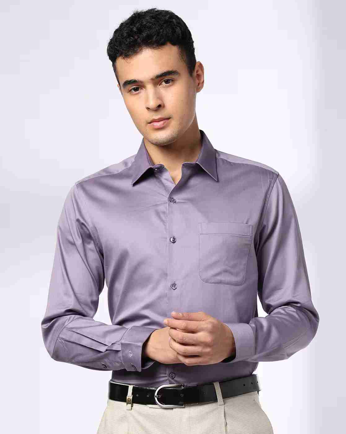 Men Slim Fit Cotton Shirt with Patch Pocket