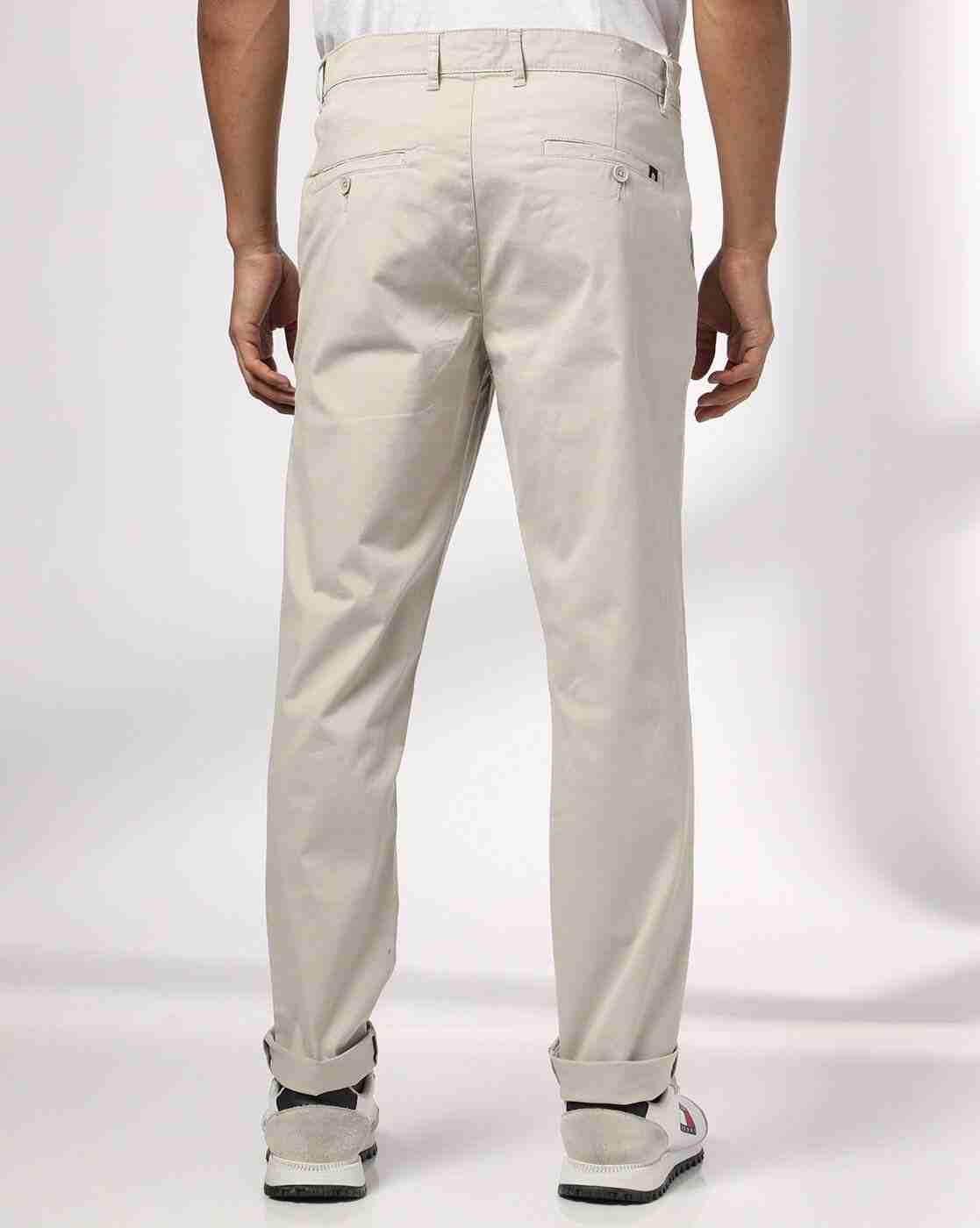 JOHN PLAYERS | Men Slim Fit Flat-Front Chinos|2