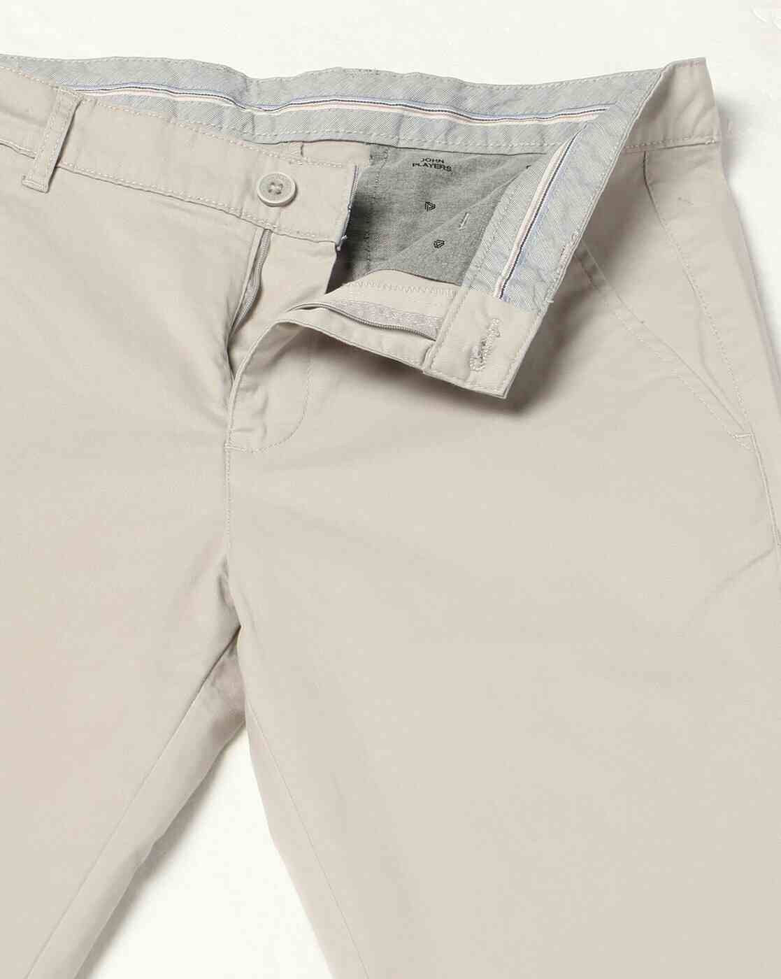 JOHN PLAYERS | Men Slim Fit Flat-Front Chinos|4