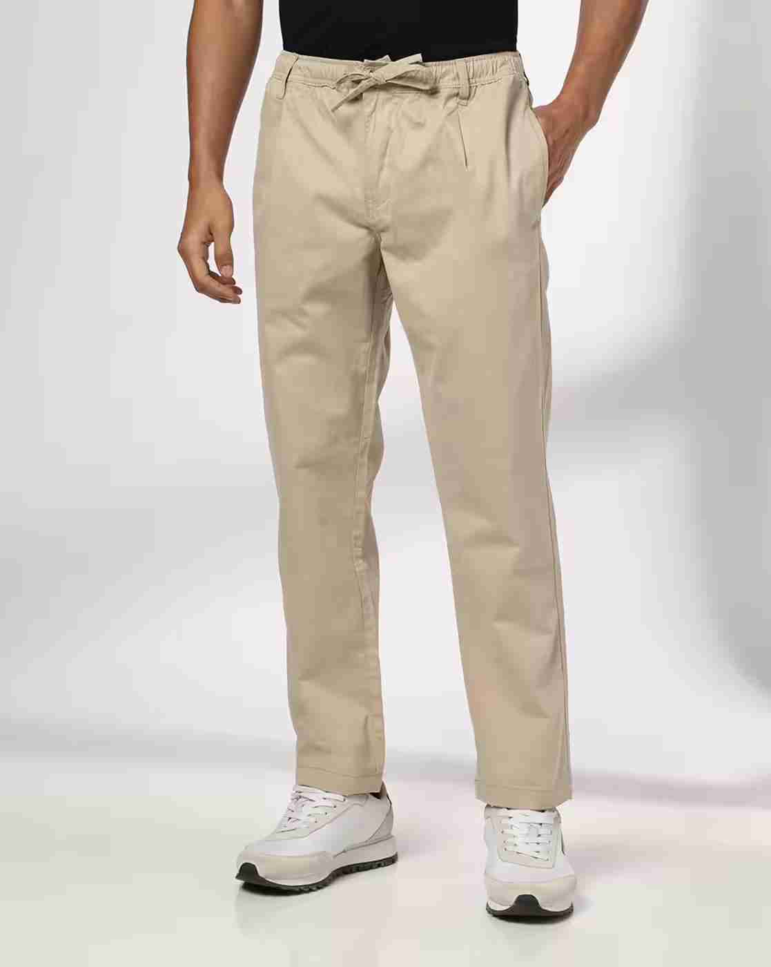 Men Slim Fit Flat-Front Chinos