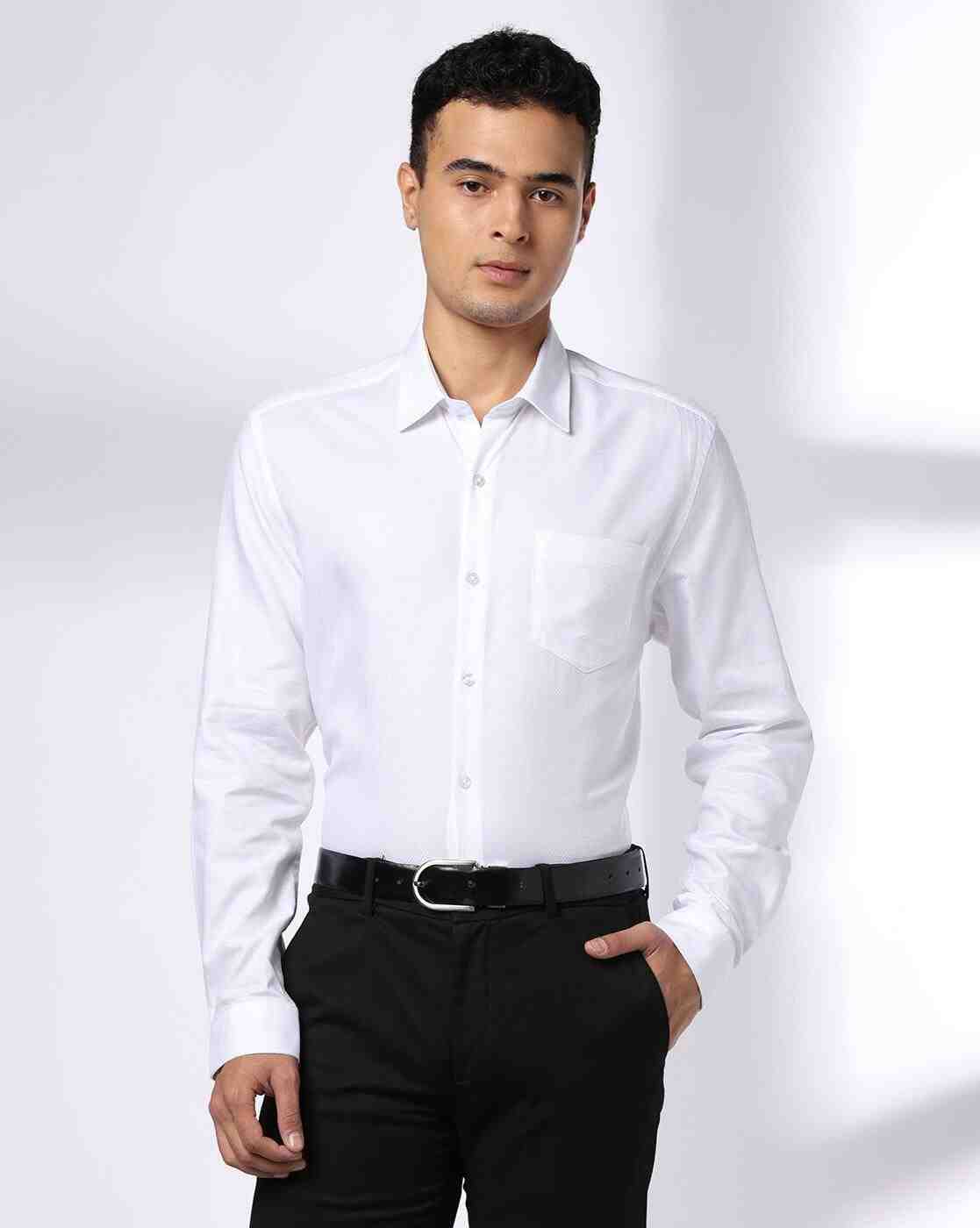 John Players | Men Slim Fit Shirt with Patch Pocket|0