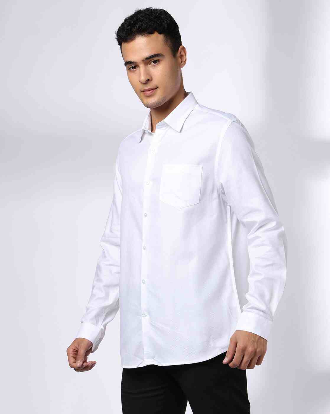 John Players | Men Slim Fit Shirt with Patch Pocket|1