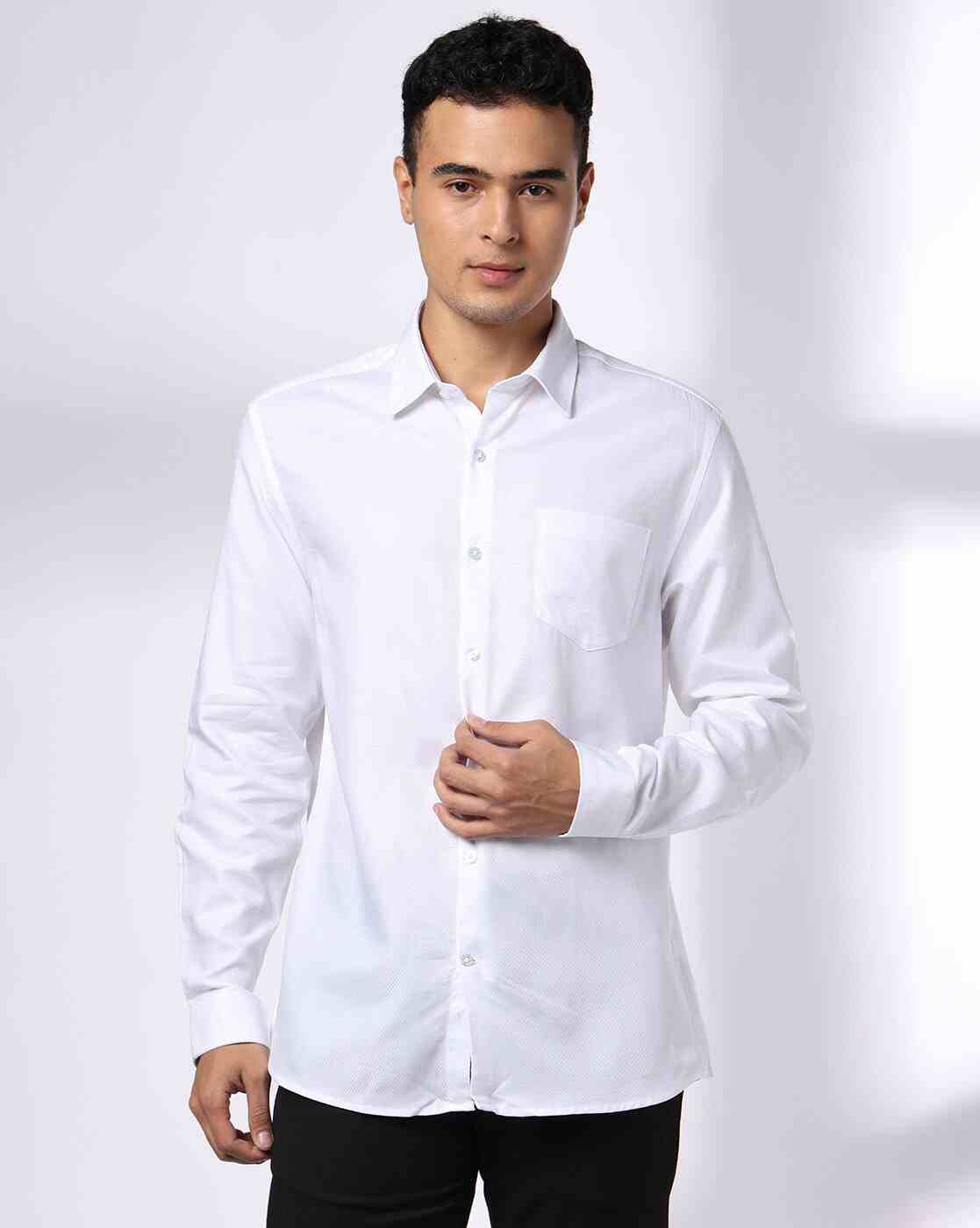 John Players | Men Slim Fit Shirt with Patch Pocket|3