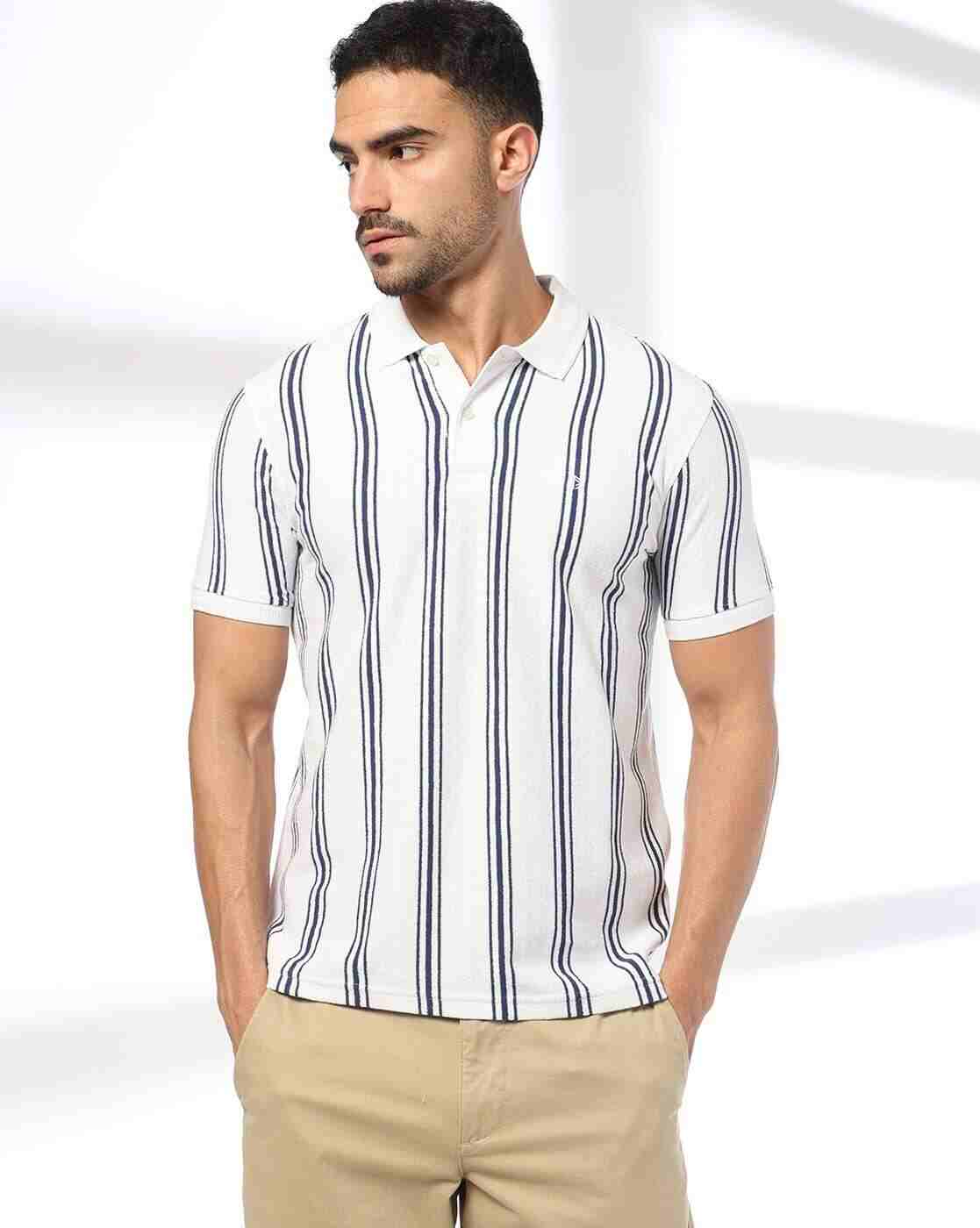 John Players | Men Striped Slim Fit Polo T-Shirt|0