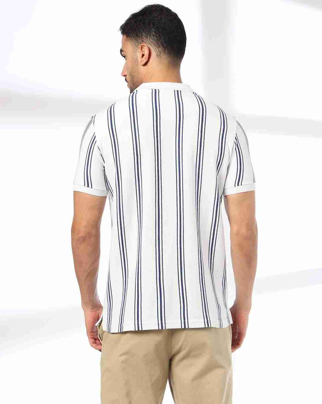 John Players | Men Striped Slim Fit Polo T-Shirt|2