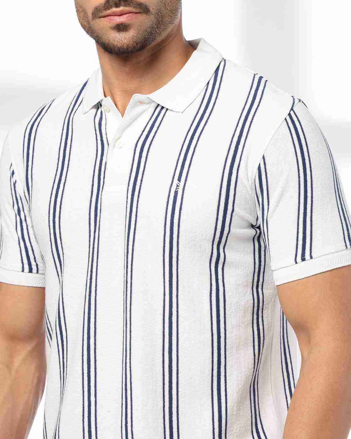 John Players | Men Striped Slim Fit Polo T-Shirt|3