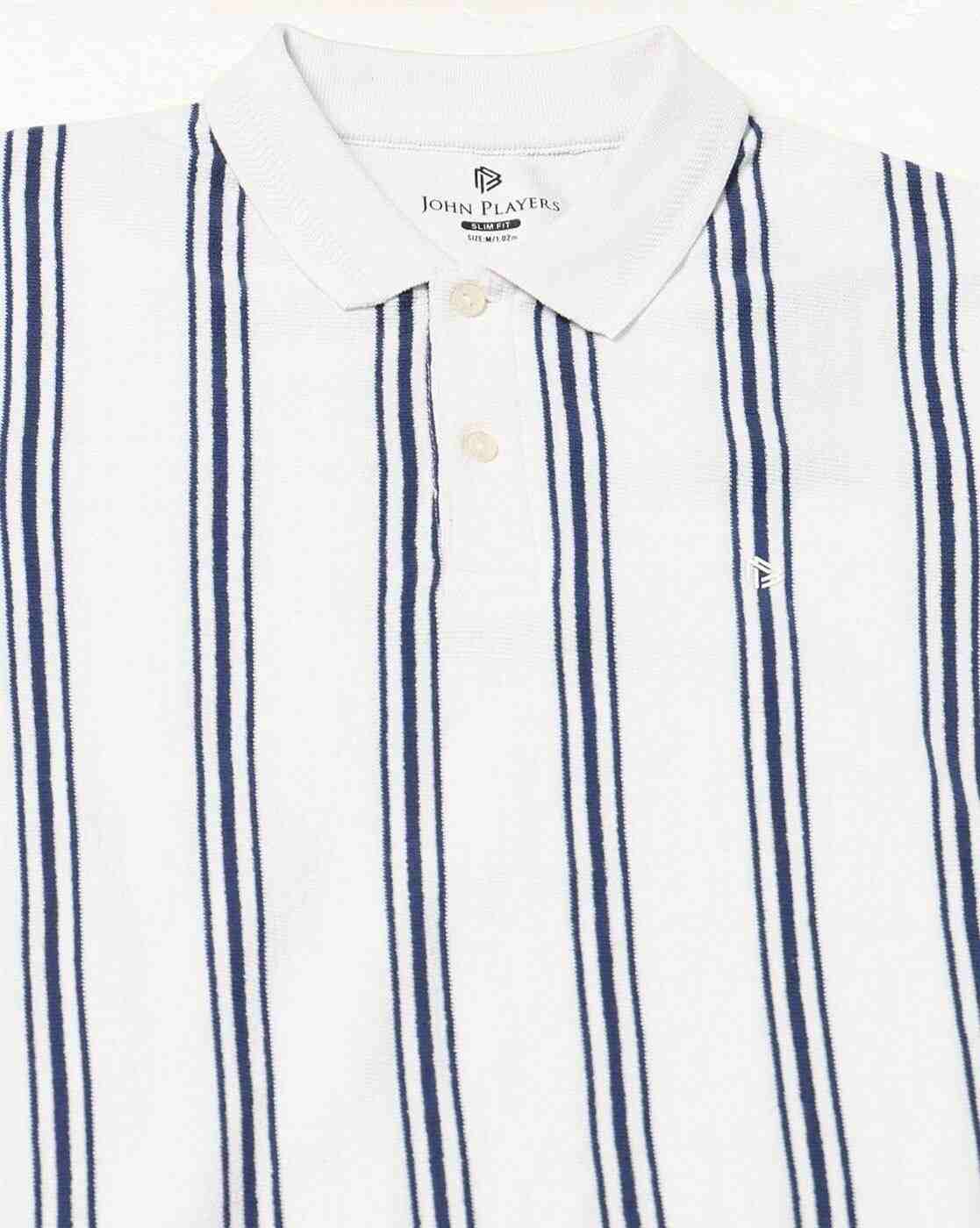 John Players | Men Striped Slim Fit Polo T-Shirt|4
