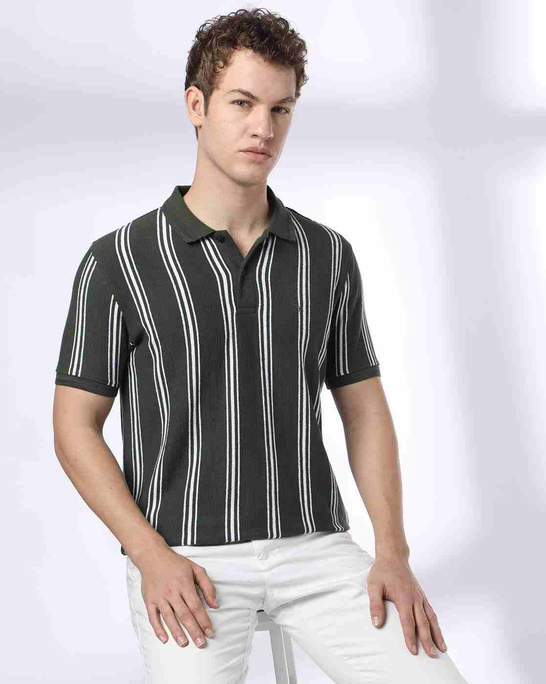 Men Striped Slim Fit Polo T-Shirt
