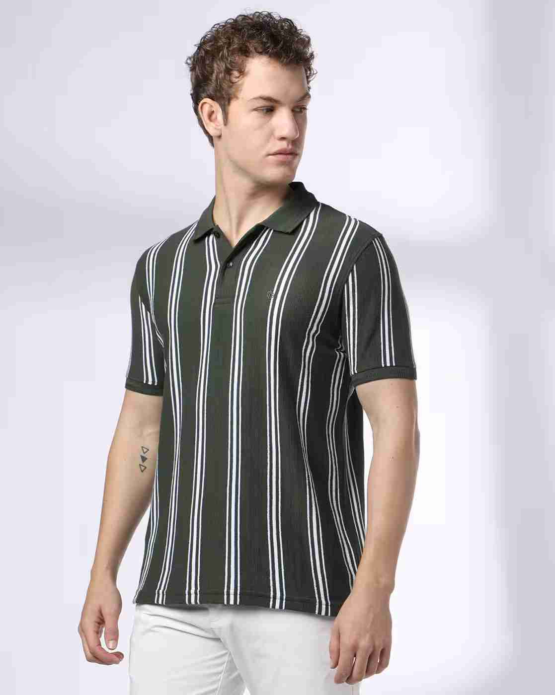 John Players | Men Striped Slim Fit Polo T-Shirt|3