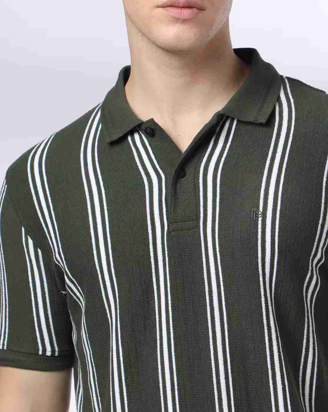 John Players | Men Striped Slim Fit Polo T-Shirt|4
