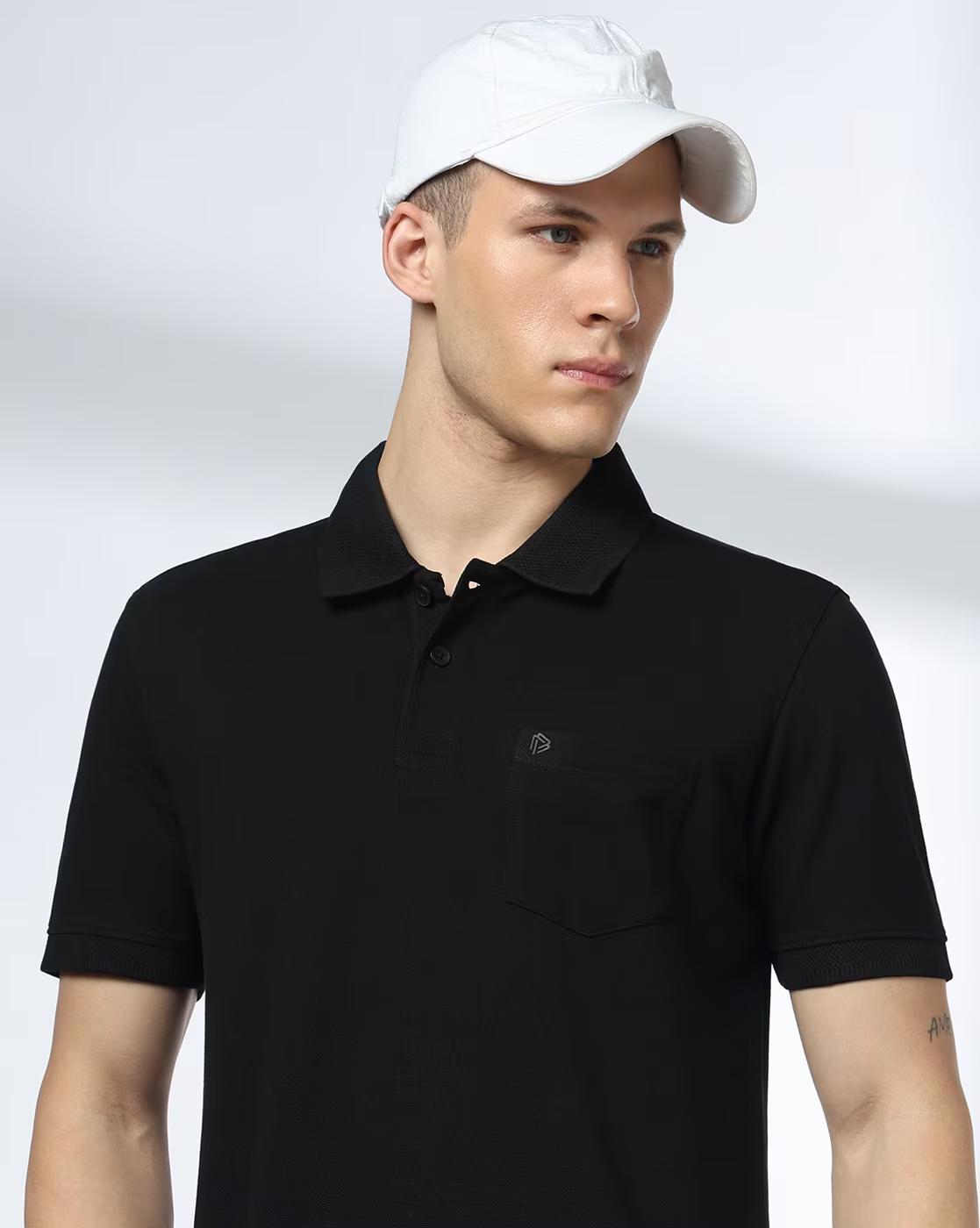 Men Slim Fit Polo T-Shirt with Patch Pocket