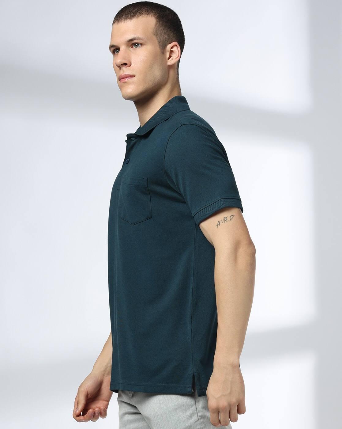 John Players | Men Slim Fit Polo T-Shirt with Patch Pocket|1