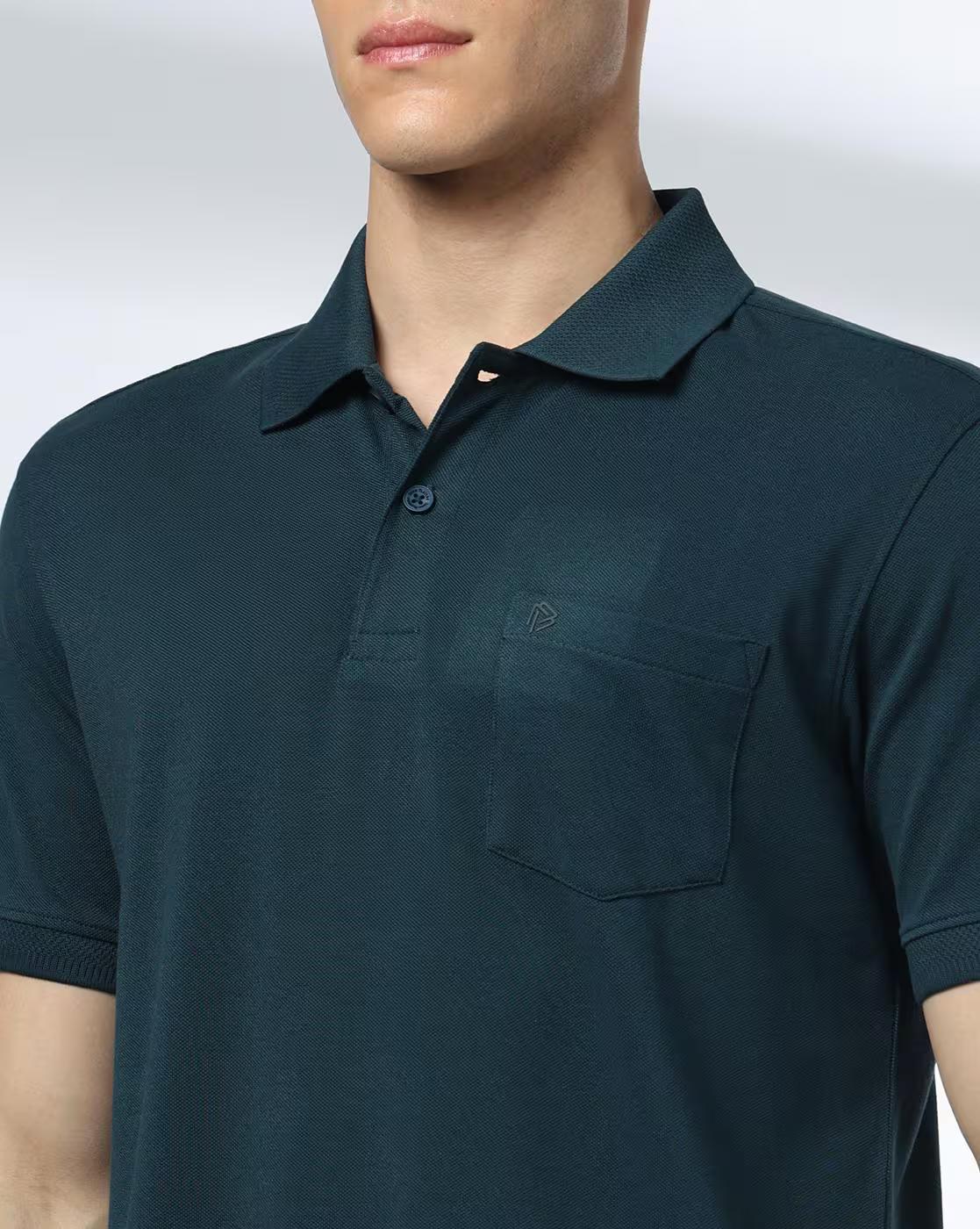 John Players | Men Slim Fit Polo T-Shirt with Patch Pocket|3