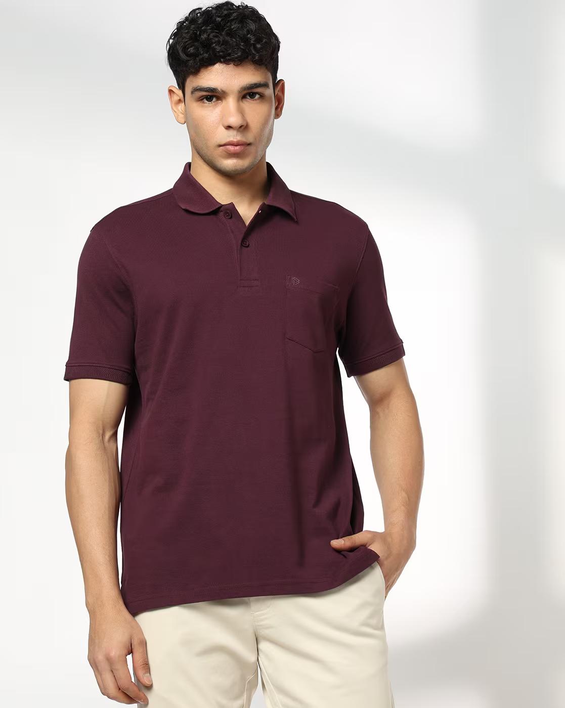 Men Slim Fit Polo T-Shirt with Patch Pocket