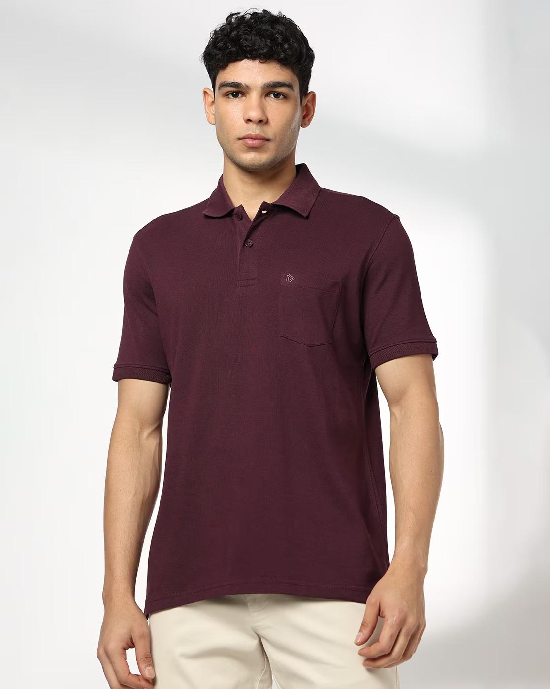 John Players | Men Slim Fit Polo T-Shirt with Patch Pocket|3