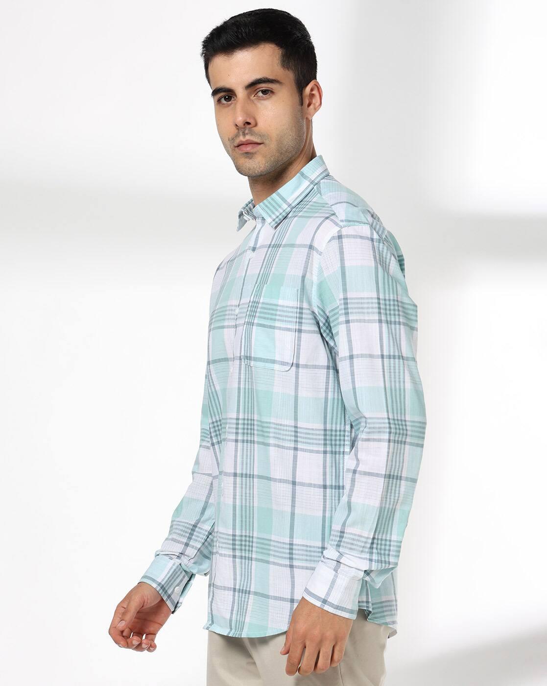John Players | Men Checkered Slim Fit Casual Shirt|1
