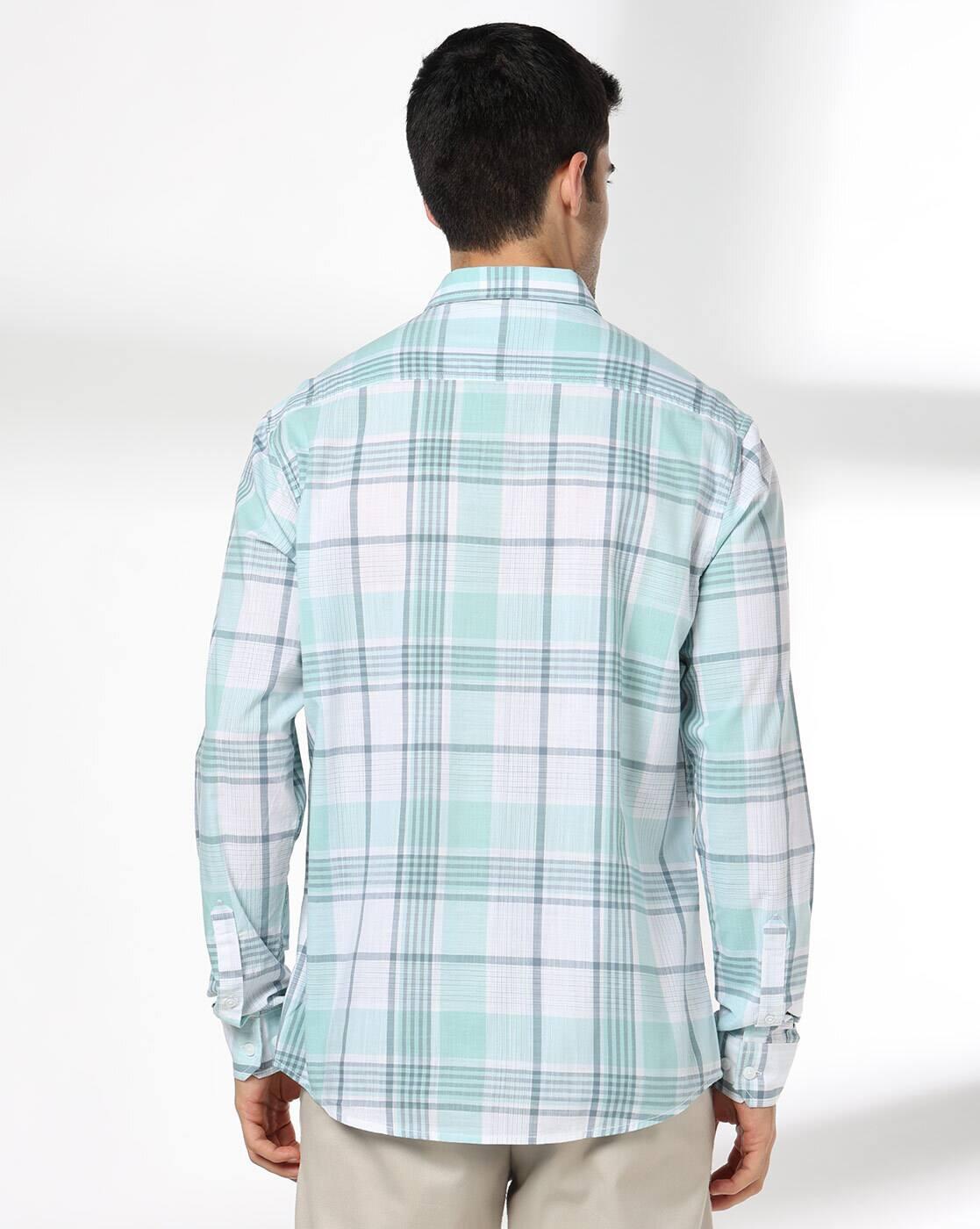 John Players | Men Checkered Slim Fit Casual Shirt|2