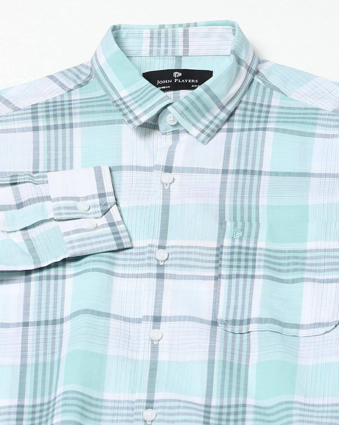John Players | Men Checkered Slim Fit Casual Shirt|6