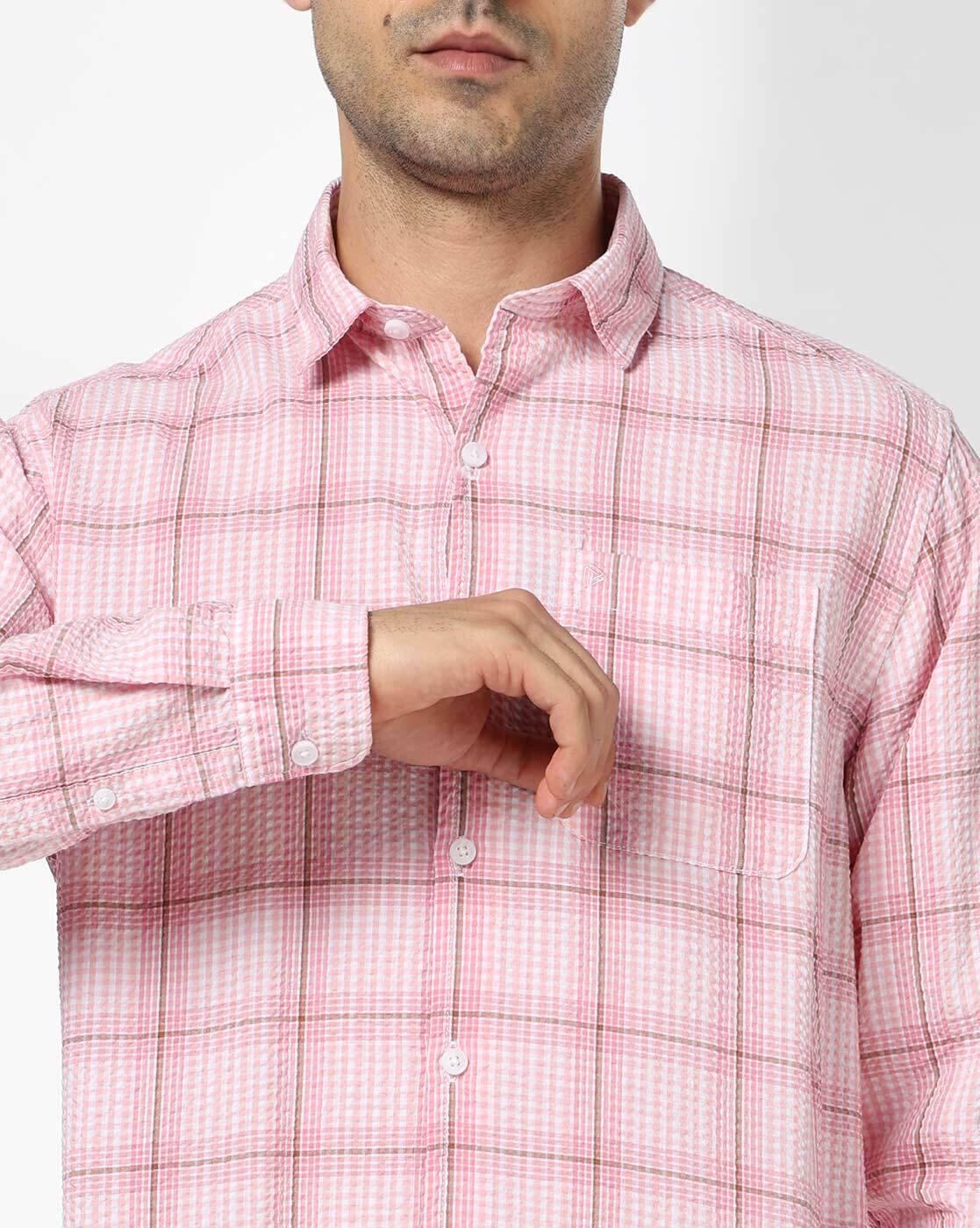 John Players | Men Checked Slim Fit Shirt with Patch Pocket|5