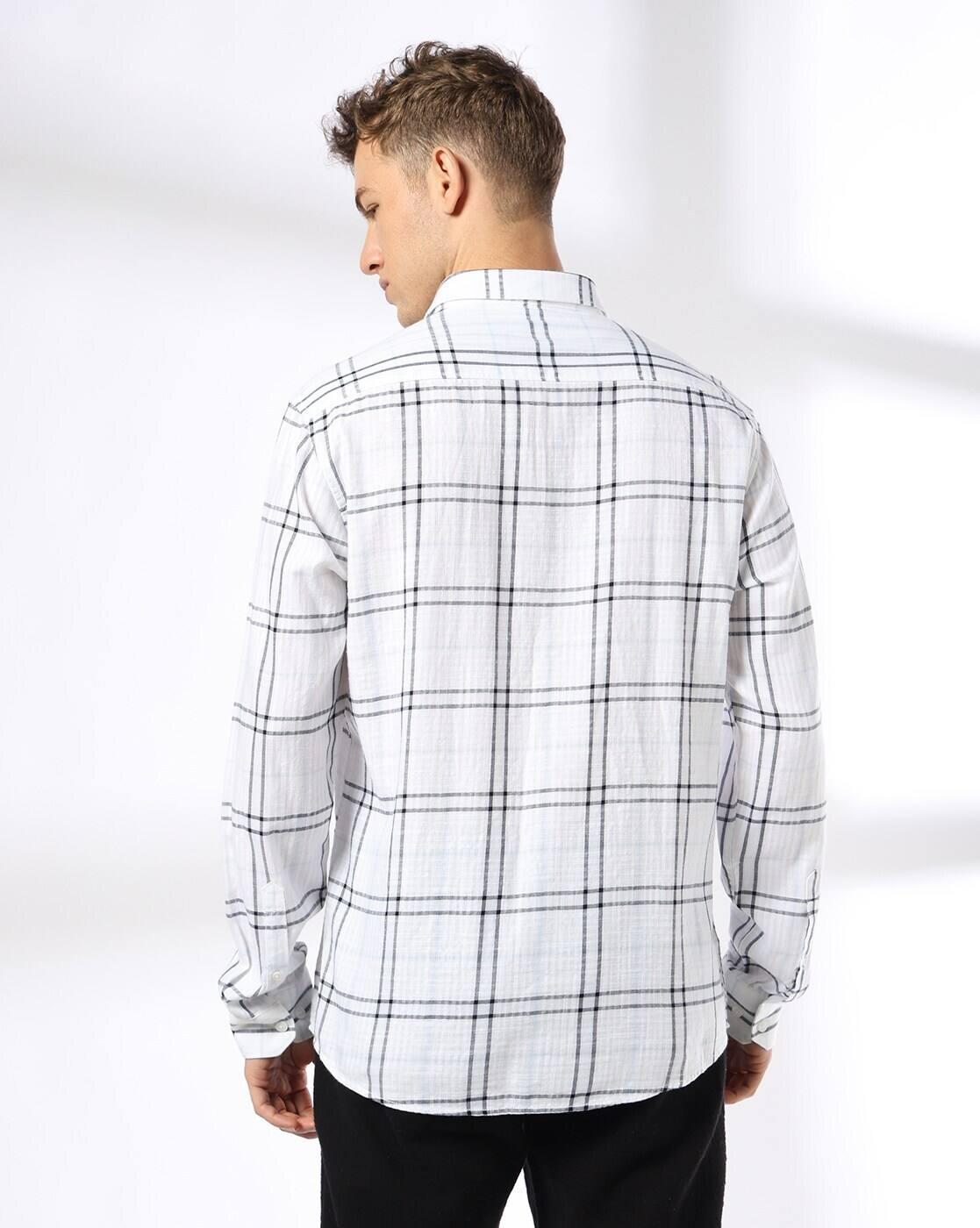 John Players | Men Checkered Slim Fit Casual Shirt|2