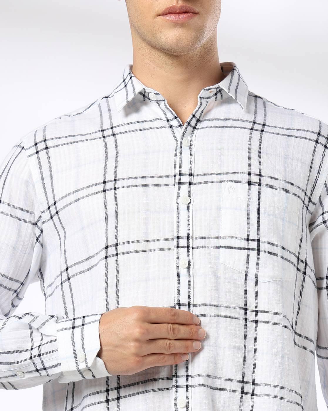 John Players | Men Checkered Slim Fit Casual Shirt|5