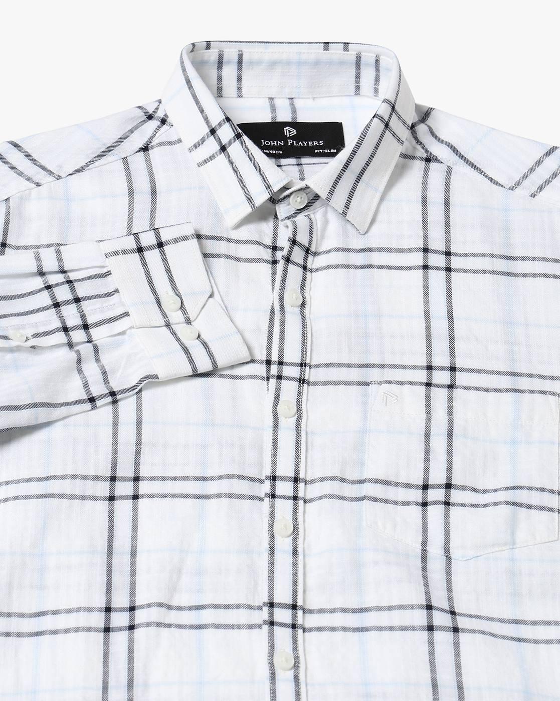 John Players | Men Checkered Slim Fit Casual Shirt|6