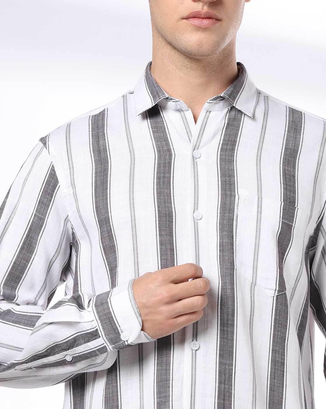 John Players | Men Striped Slim Fit Casual Shirt|5