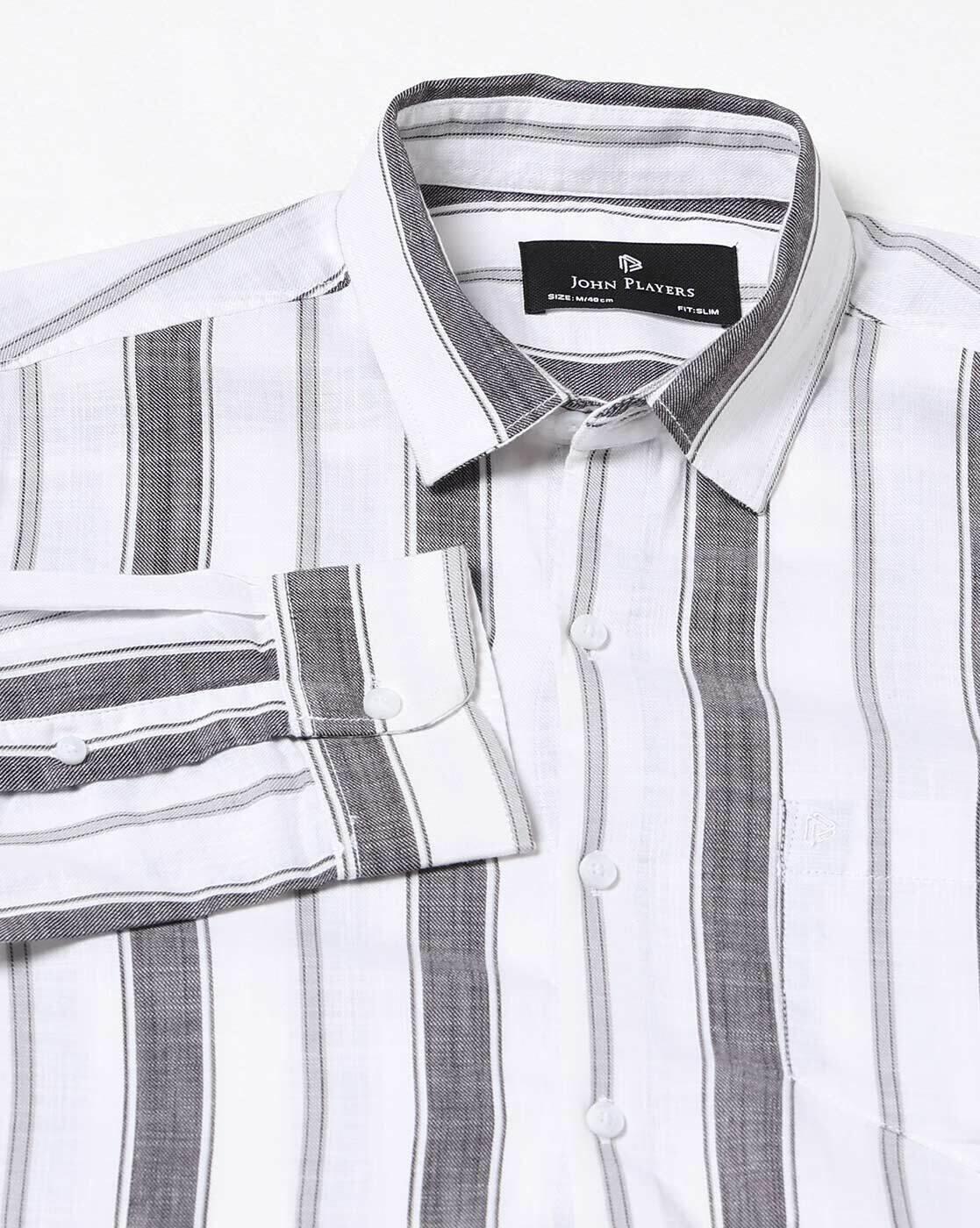 John Players | Men Striped Slim Fit Casual Shirt|6