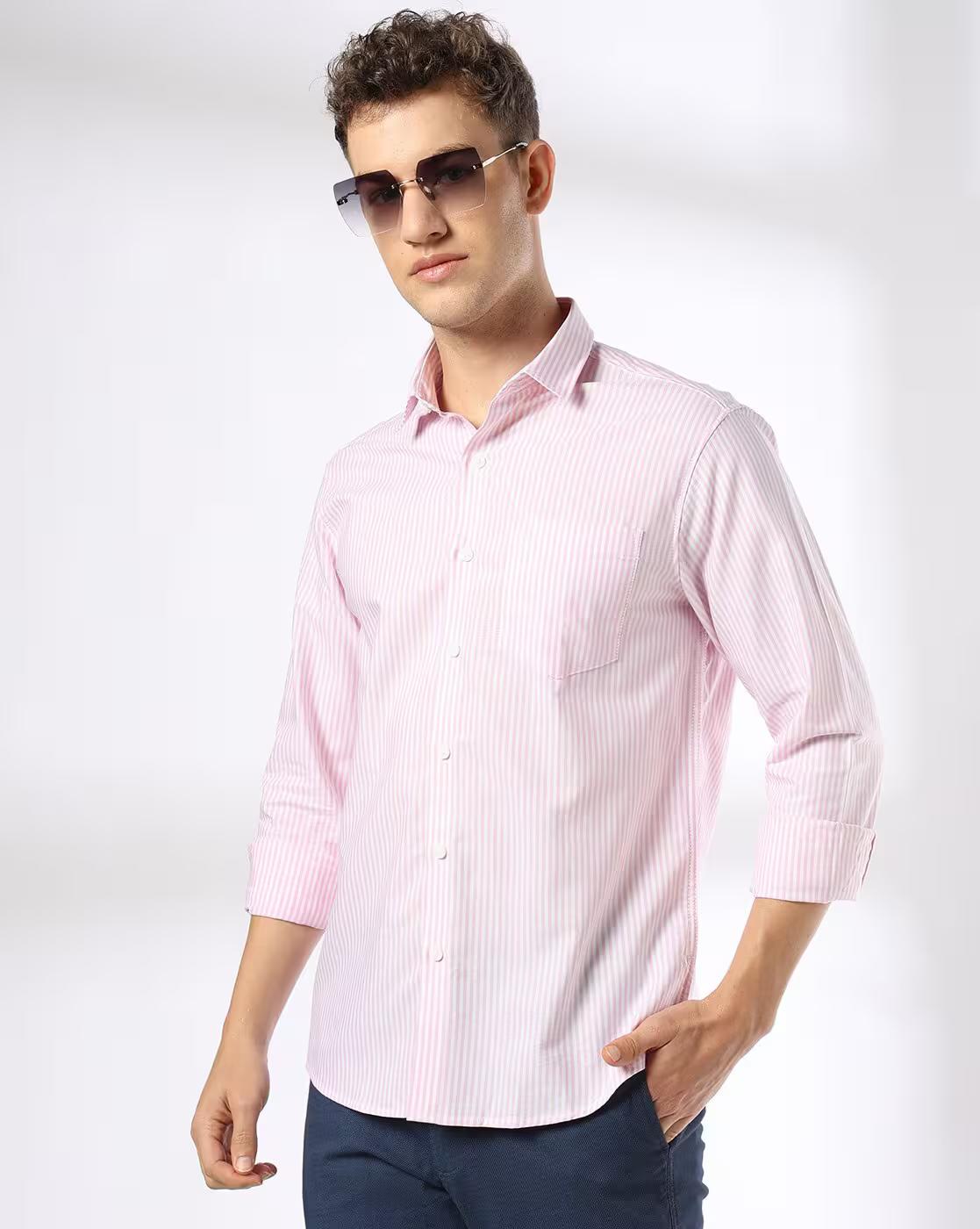 John Players | Men Striped Slim Fit Casual Shirt|0