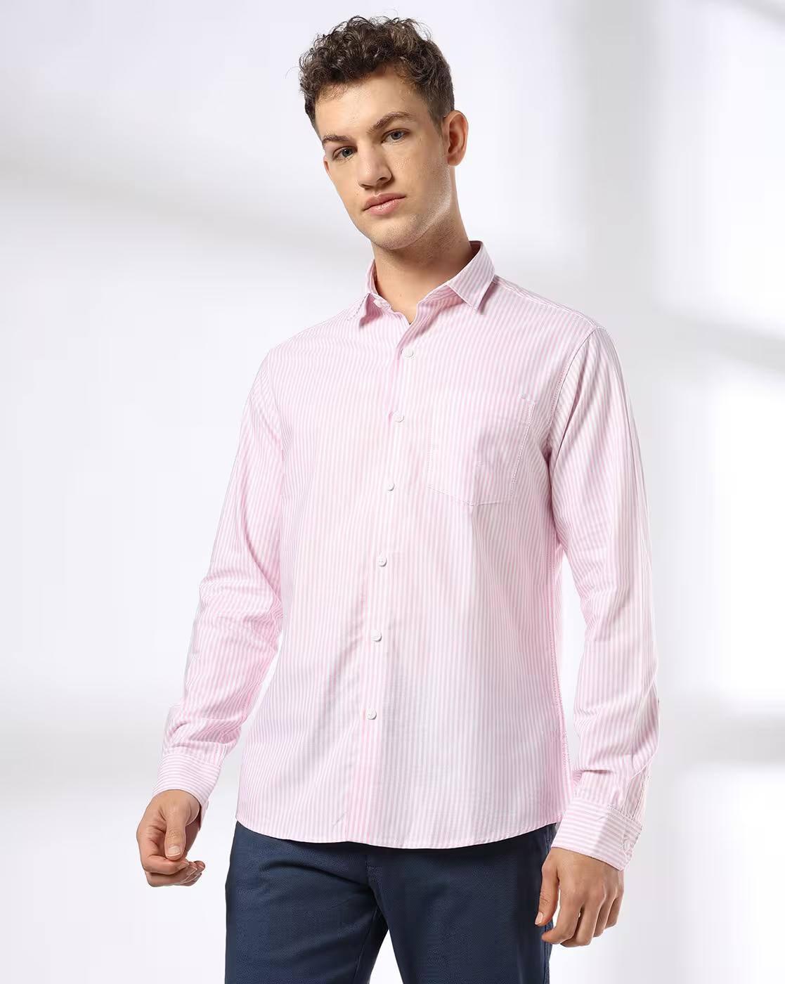 John Players | Men Striped Slim Fit Casual Shirt|3