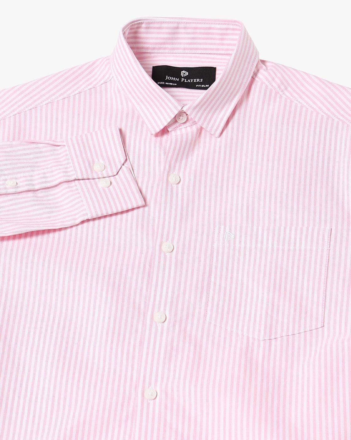 John Players | Men Striped Slim Fit Casual Shirt|5