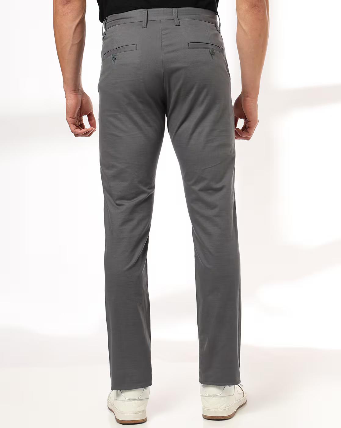 John Players | Men Smart Slim Fit Flat-Front Trousers|2