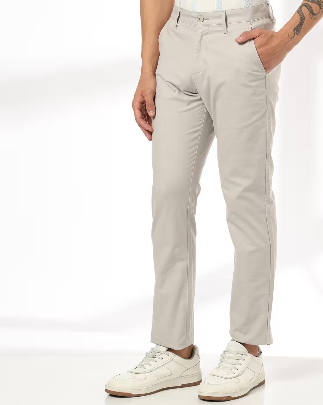 Men Slim Fit Flat-Front Chinos