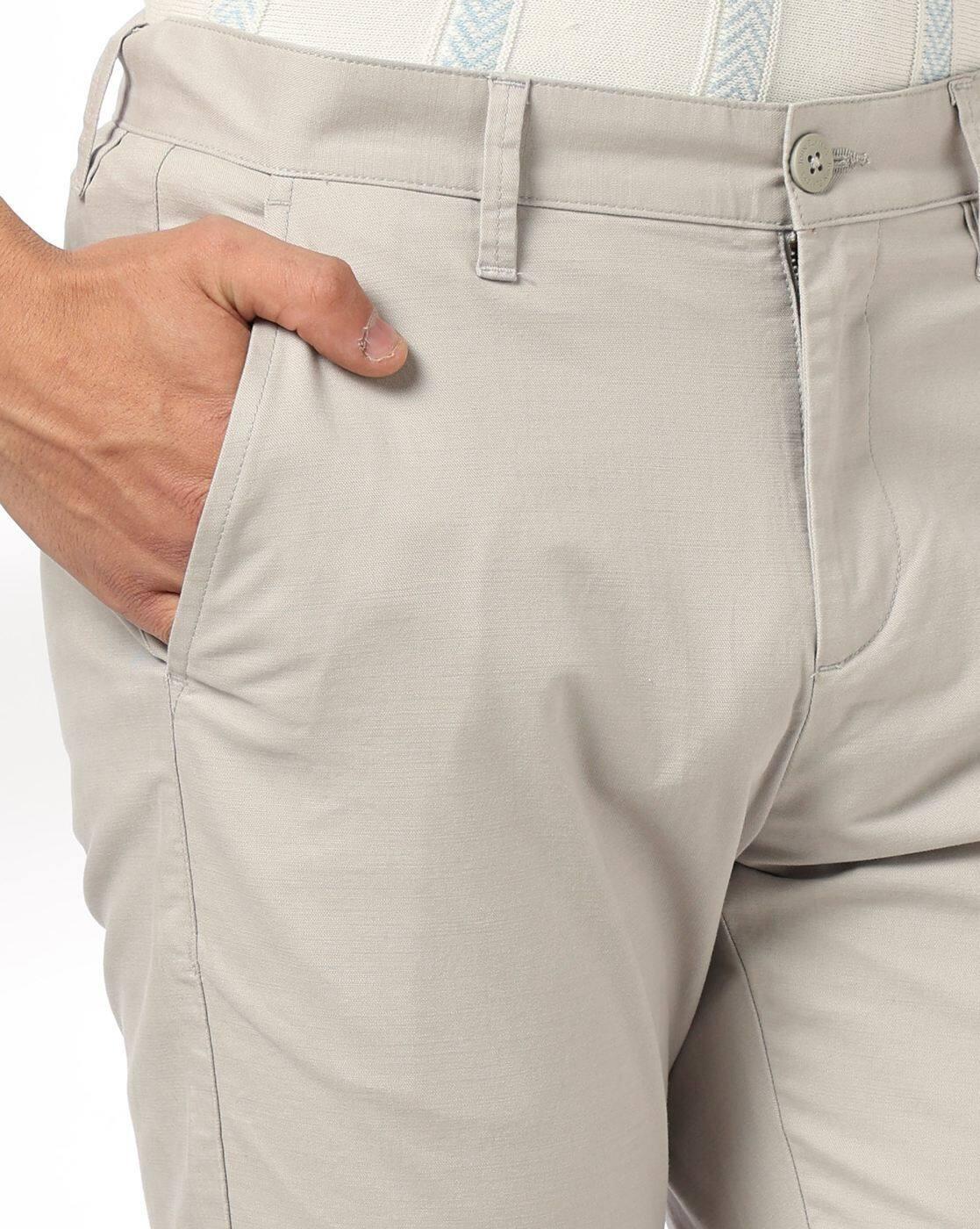John Players | Men Slim Fit Flat-Front Chinos|3