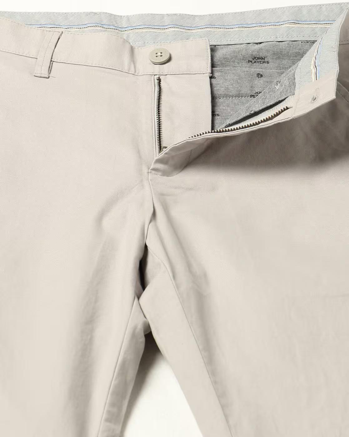 John Players | Men Slim Fit Flat-Front Chinos|4
