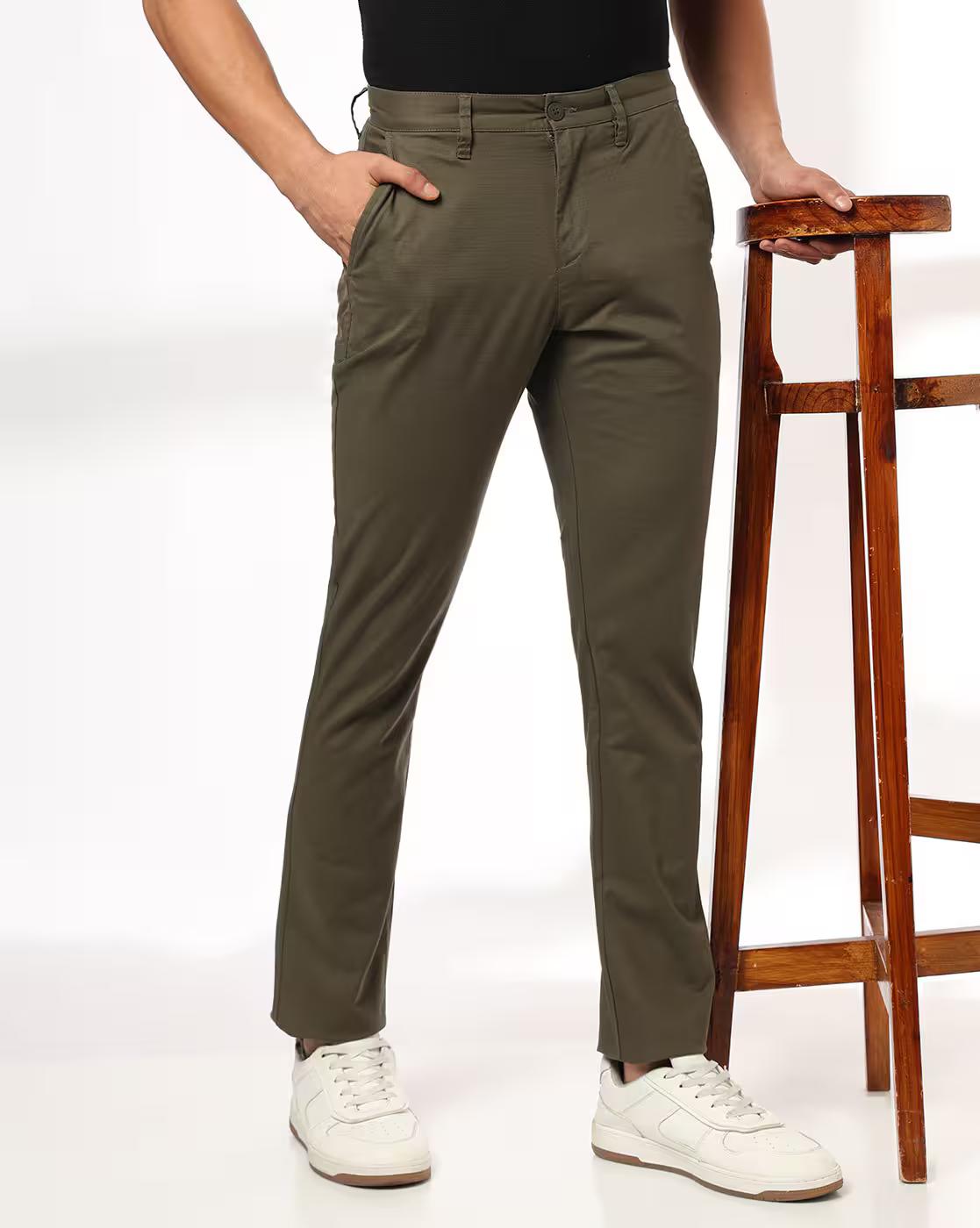 Men Smart Slim Fit Flat-Front Trousers