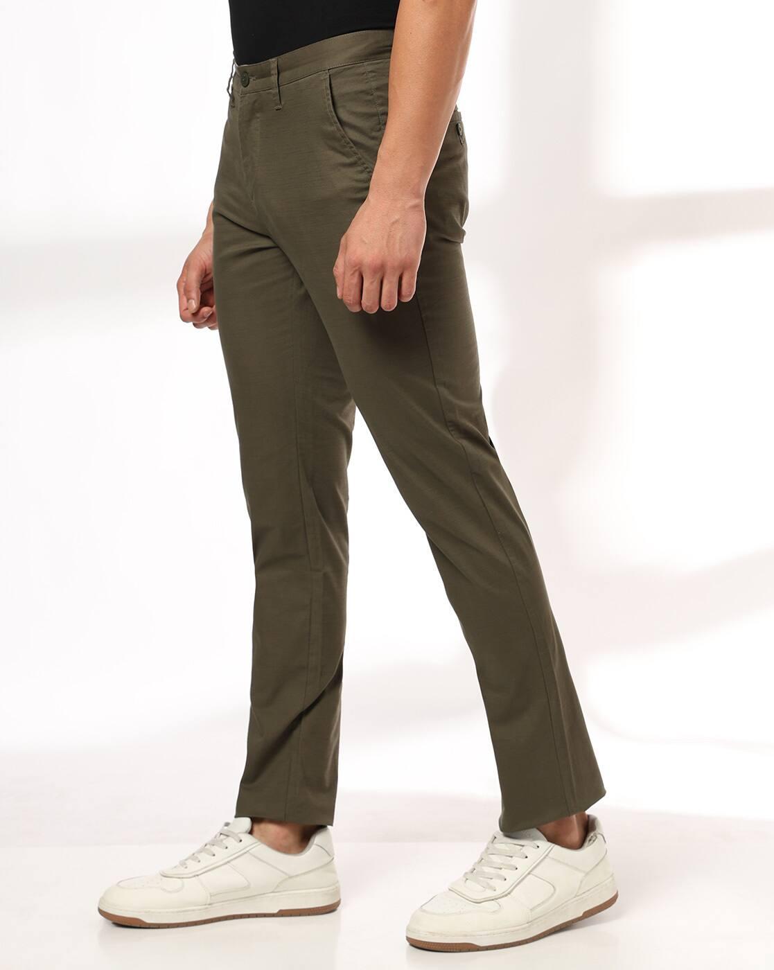 John Players | Men Smart Slim Fit Flat-Front Trousers|1