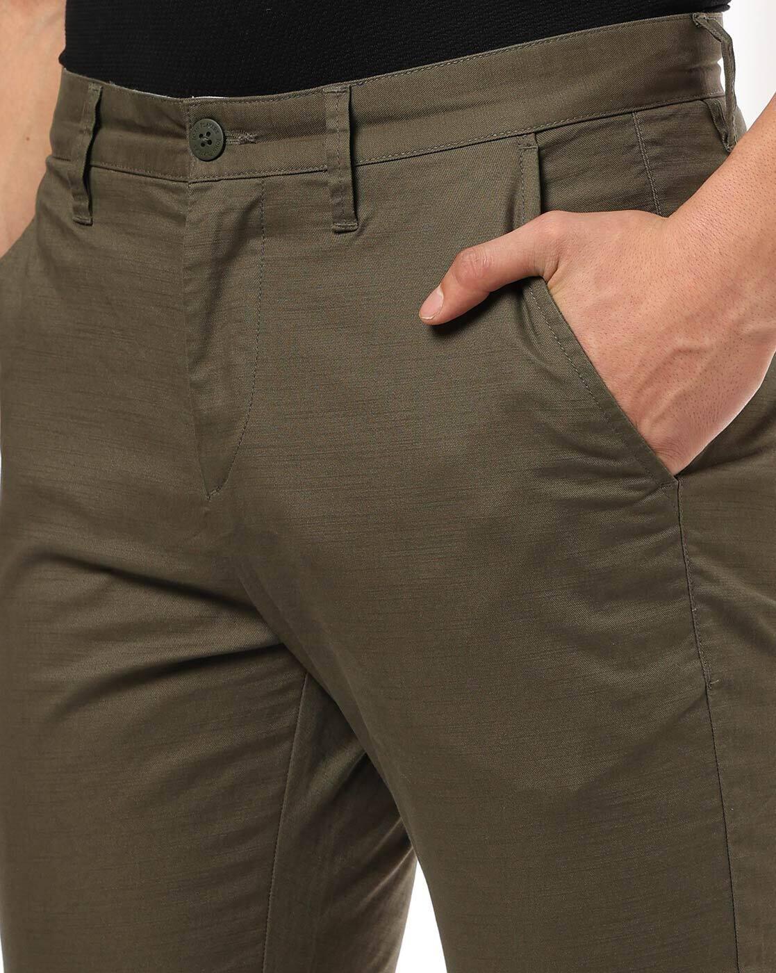 John Players | Men Smart Slim Fit Flat-Front Trousers|3